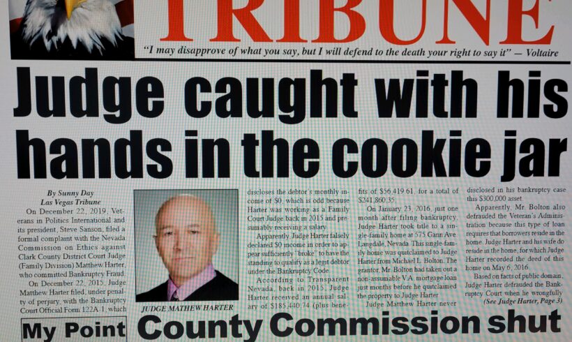 Las Vegas Tribune just published “Judge caught with his hands in the cookie jar”