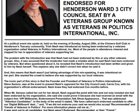 Heated City Council Race when Desperation Sits In Nash attempted to steal Veterans Endorsement from COX
