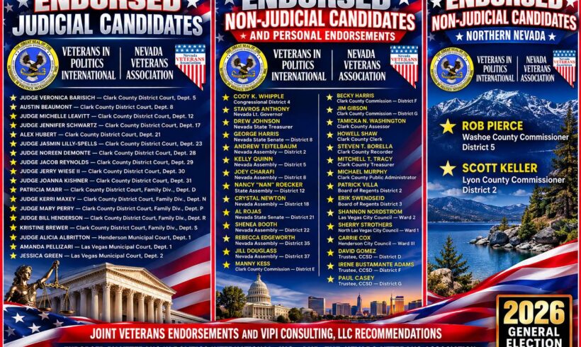 VETERANS IN POLITICS ANNOUNCES 2026 GENERAL ELECTION ENDORSEMENTS — VETERANS STANDING TOGETHER FOR STRONGER LEADERSHIP, ACCOUNTABILITY, AND JUSTICE! VETERANS IN POLITICS ANNOUNCES 2026 GENERAL ELECTION ENDORSEMENTS — VETERANS STANDING TOGETHER FOR STRONGER LEADERSHIP, ACCOUNTABILITY, AND JUSTICE!